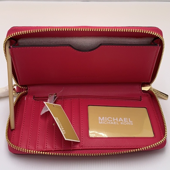 MICHAEL KORS LARGE FLAT MULTIFUNCTIONAL PHONE CASE ELECTRIC PINK COLOR - Picture 7 of 12
